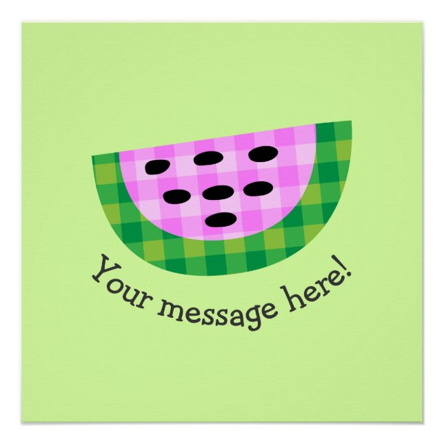 Yummy Neon Kariert Watermelon Slice Icon Poster (Vorderseite)