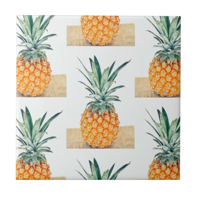 Yummy Pale Pastel Ananas Print Fruit Fliese (Vorderseite)