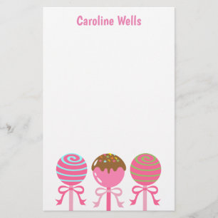 Yummy Pink Cake Pop Personalisierte Stationierung Briefpapier