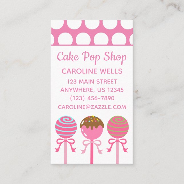Yummy Pink Cake Pops Business Calling Cards Visitenkarte (Vorderseite)