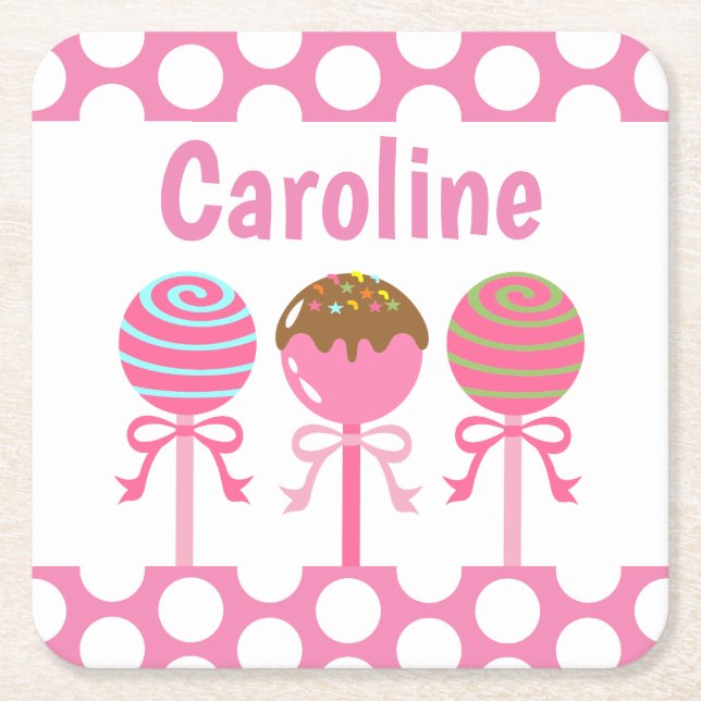 Yummy Pink Cake Pops Paper Untersetzer (Vorderseite)