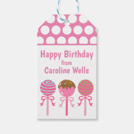 Yummy Pink Cake Pops Personalisierte Geschenktaste Geschenkanhänger