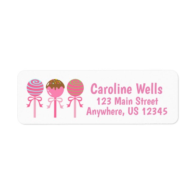 Yummy Pink Cake Pops Retourner les étiquettes d'ad (Devant)