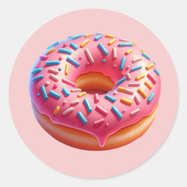 Yummy Pink Donut mit Sprinklern Aufkleber (Vorderseite)