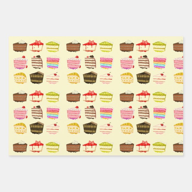 Yummy pink Kuchen mädchenhaft köstliche Leckereien Geschenkpapier Set (Vorderseite)