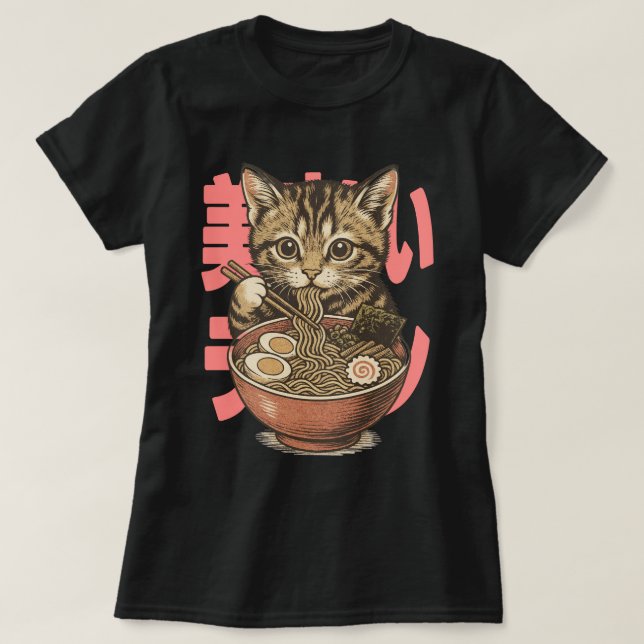 Yummy Ramen Kitten T-Shirt (Design vorne)