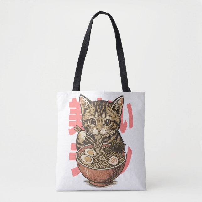 Yummy Ramen Kitten Tasche (Vorderseite)
