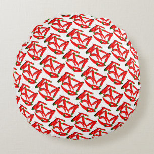 Yummy Red Hot Spicy Chili Paprikaschoten Muster Rundes Kissen