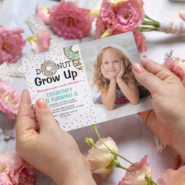 Yummy Scrummy 'Donut Grow Up' Foto Kindergeburtsta Einladung (Von Creator hochgeladen)