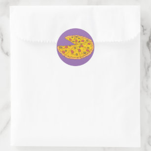Yummy Sliced Pizza Cartoon Design Runder Aufkleber