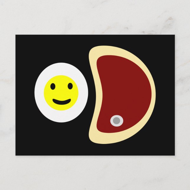 Yummy Steak und Eier Postkarte (Vorderseite)