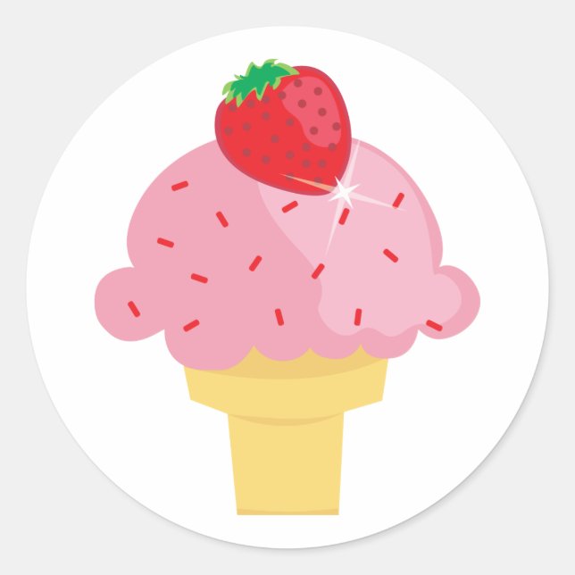 Yummy Strawberry Ice Cream Cone Stickers (Vorderseite)