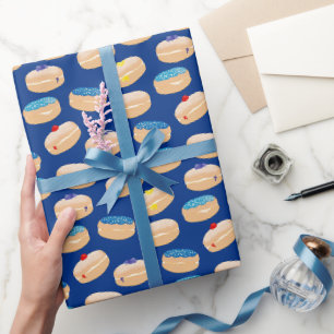 Yummy Sufganiyot Jelly Donuts Hanukkah Pattern Geschenkpapier