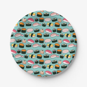 Yummy Sushi-Party-Spaß-illustriertes Muster Pappteller