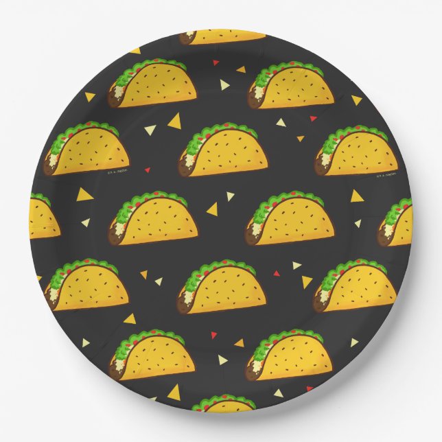 Yummy Taco Pattern Pappteller (Vorderseite)