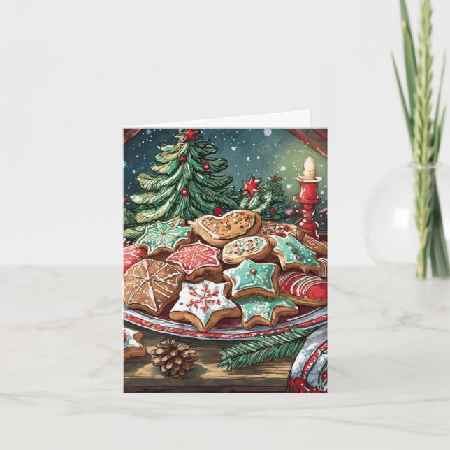 Yummy Weihnachtskekse Feiertagskarte (Vorderseite)