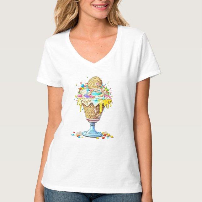 Yummy Whimsical Ice Cream Sundae T-Shirt (Vorderseite)