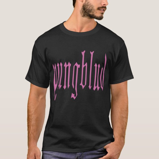 YUNGBLUD pink old english style font retro funny f T-Shirt (Vorderseite)