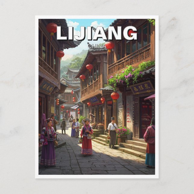Yunnan Lijiang China Travel Postkarte (Vorderseite)