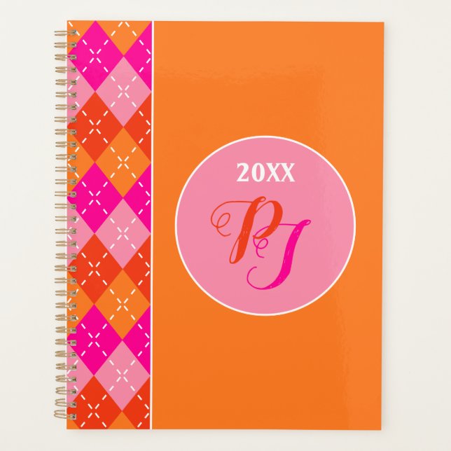 Yuppie Preppy Sporty Rose Orange Jacquard Monogram (Devant)