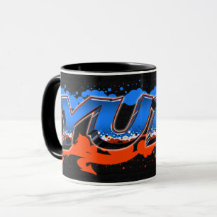 Yuri Vorname Name Graffiti blue orange Tasse