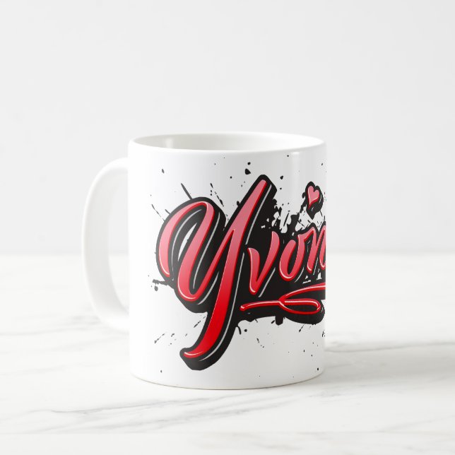 Yvonne red heart graffiti tasse de café (Devant gauche)