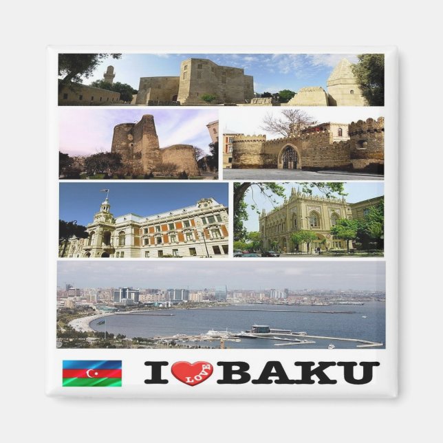 Z009 I Liebe BAKU, Aserbaidschan, Asien. Kühlschra Magnet (Vorne)
