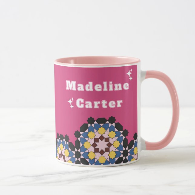 Z9-Rose & Geometrische Eleganz Tasse (Rechts)