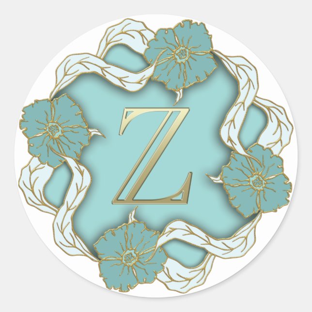 Z-Aufkleber in Monogramm Runder Aufkleber (Vorderseite)