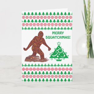 Z Bigfoot gehendes Sasquatch fröhliches Squatchmas Feiertagskarte
