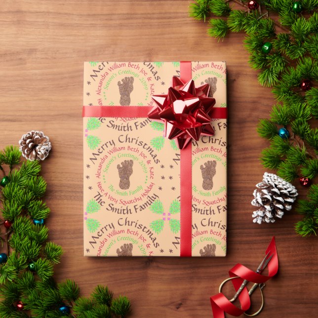 Z Bigfoot Sasquatch Track Weihnachten Personalisie Geschenkpapier (Feiertagsgeschenk)