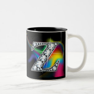 "Z" Diamantblende auf Rainbow Swirl-Tasse Zweifarbige Tasse