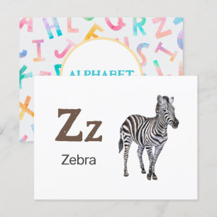 Z est pour Zebra - Carte Flash Alphabet