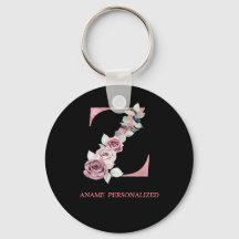 Z Floral Monogram Name Letters Pink Agate Schlüsse