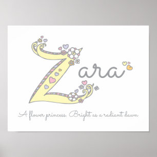 Z für Zara initiale Kritzelkunst Name Bedeutung Poster