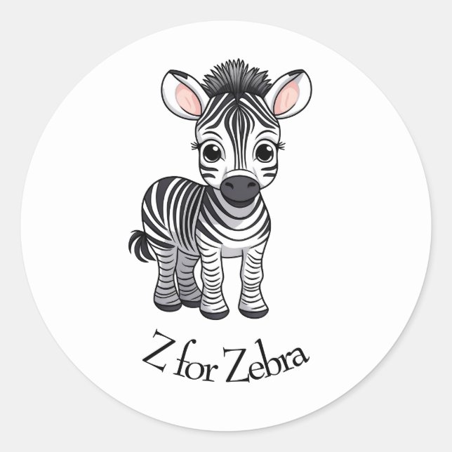 Z für Zebra Runder Aufkleber (Vorderseite)