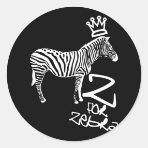 Z für Zebra Runder Aufkleber