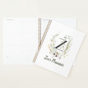 Z initial avec fleur de couleur douce