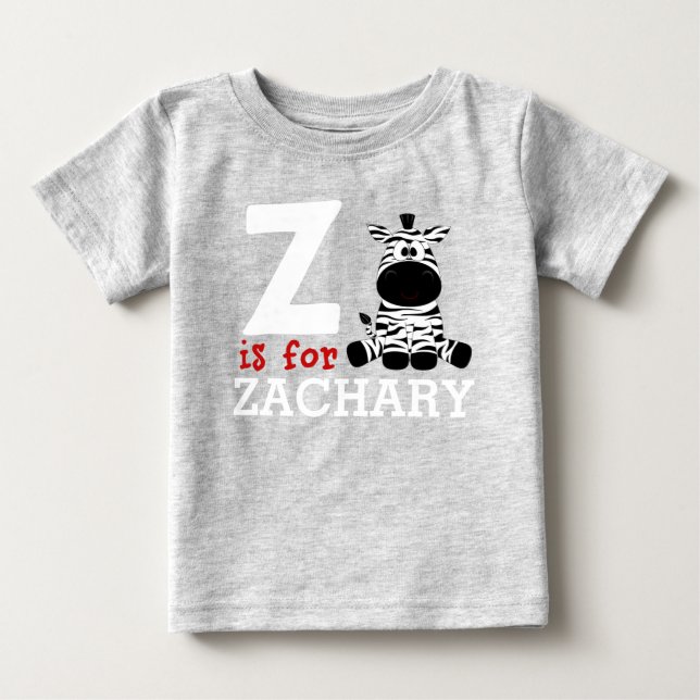 Z ist für Zachary & Kids Name Personalisiert Baby T-shirt (Vorderseite)