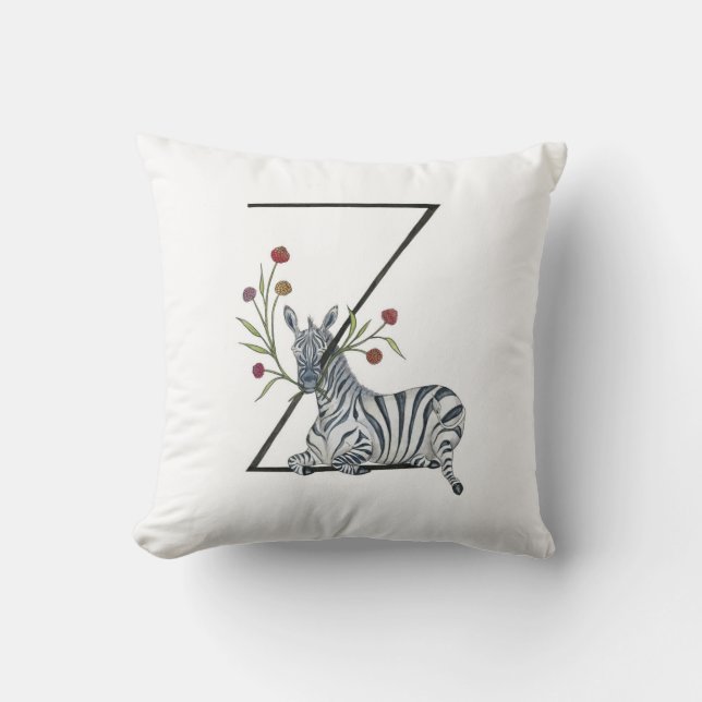 Z ist für Zebra und Zinnia-Kissen! Kissen (Vorderseite)