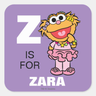 Z ist für Zoe   Name hinzufügen Quadratischer Aufkleber