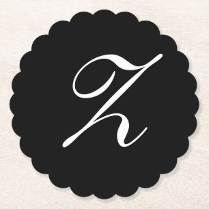 Z Monogram Initial White auf Schwarz Untersetzer