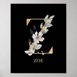 Z Monogramm florales Personalisiertes Poster