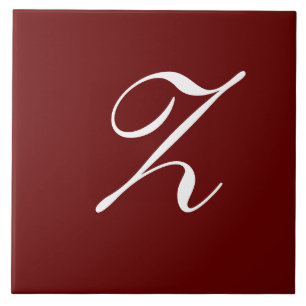 Z Monogramm Initiale Weiß auf Dunkelrot Fliese