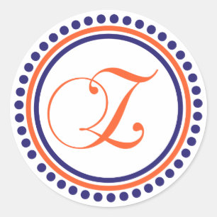 Z Monogramm (Kreis der blauen / orangen Punkte) Runder Aufkleber