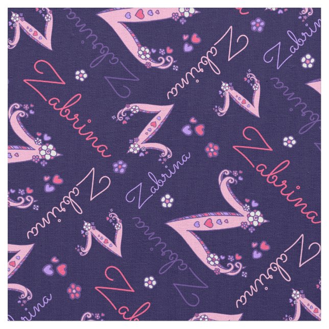 Z Monogramm und personalisierter Name Zabrina Gewe Stoff (Nahaufnahme)