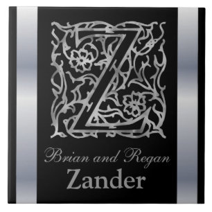 Z Monogramme et nom "Besque en noir" Carreaux en c