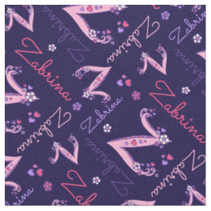 Z monogramme et nom personnalisé tissu Zabrina