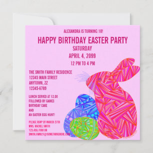 Z Pink Bunny Invitation de fête de Pâques