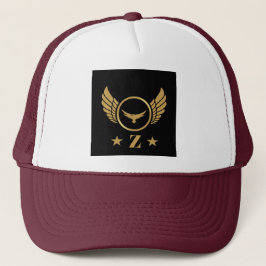 Z Symbol Letter Gold Eagle Wings Monogram Cap Truckerkappe